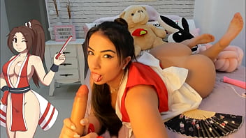 Mai Shiranui Cosplay Wheel Of Sex Game Playing With Her Hitachi Vibrator And Cumming So Hard